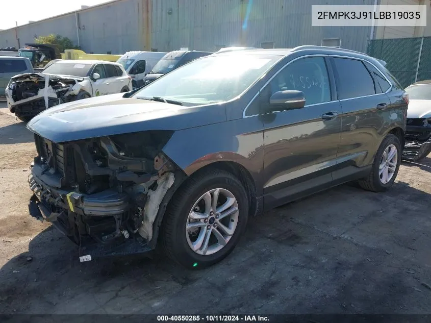 2020 Ford Edge Sel VIN: 2FMPK3J91LBB19035 Lot: 40550285