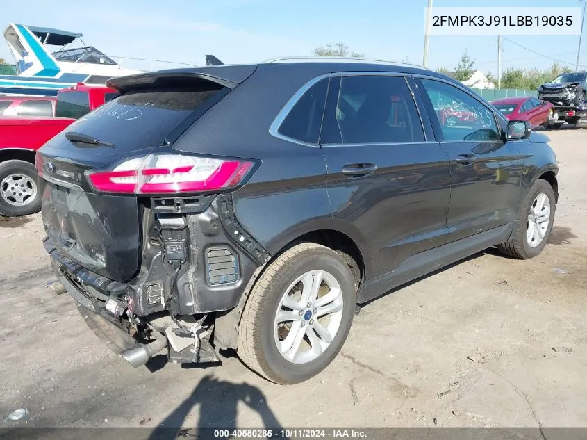 2020 Ford Edge Sel VIN: 2FMPK3J91LBB19035 Lot: 40550285