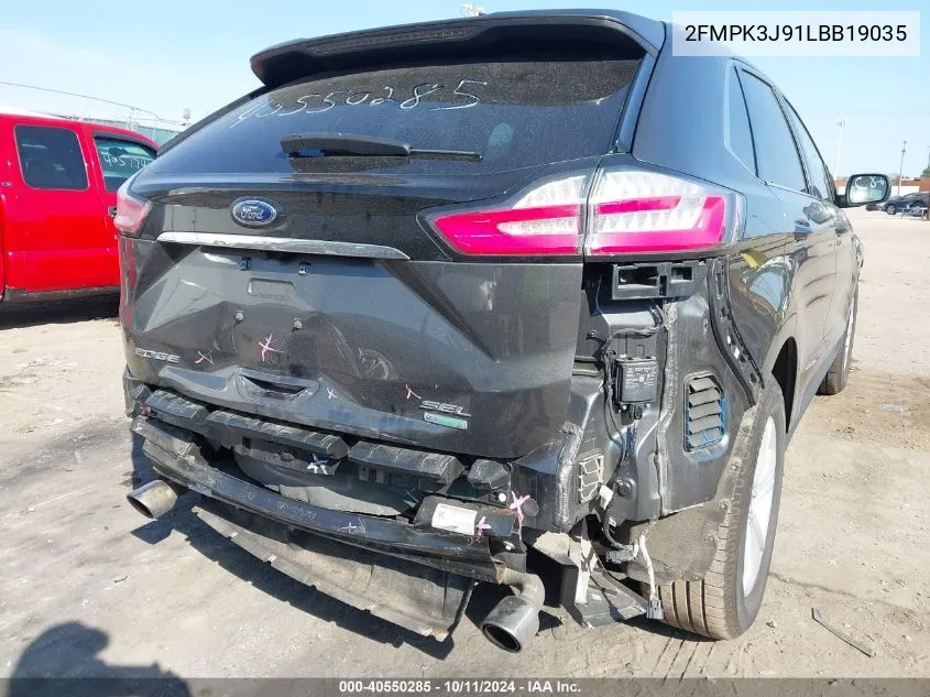 2020 Ford Edge Sel VIN: 2FMPK3J91LBB19035 Lot: 40550285