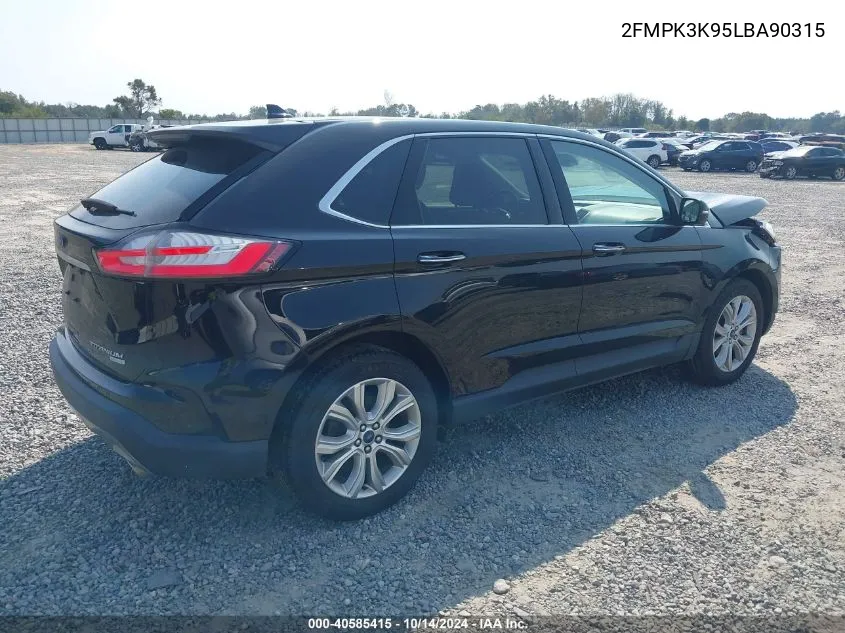 2020 Ford Edge Titanium VIN: 2FMPK3K95LBA90315 Lot: 40585415