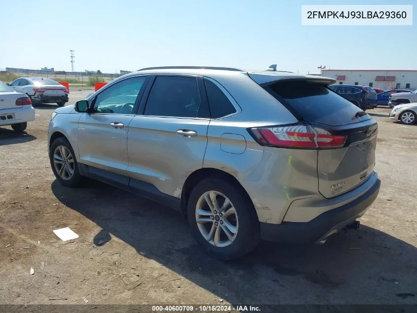 2020 Ford Edge Sel VIN: 2FMPK4J93LBA29360 Lot: 40600709