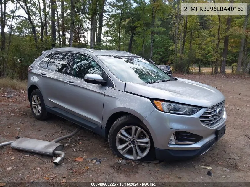 2020 Ford Edge Sel VIN: 2FMPK3J96LBA40153 Lot: 40605226