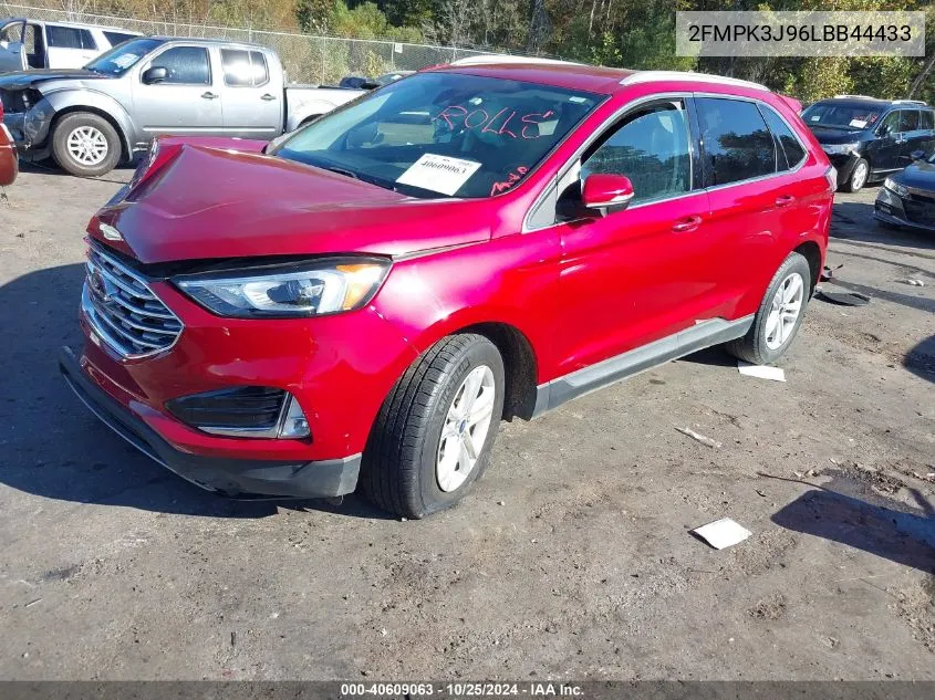 2020 Ford Edge Sel VIN: 2FMPK3J96LBB44433 Lot: 40609063