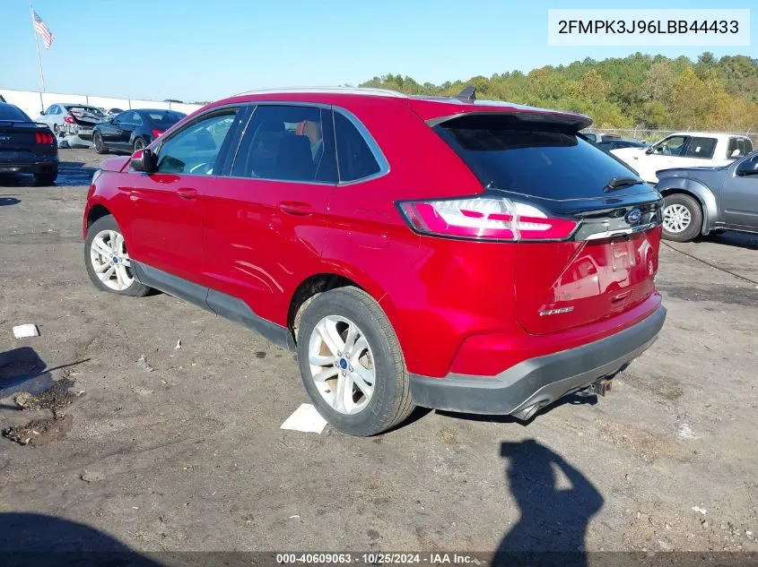 2020 Ford Edge Sel VIN: 2FMPK3J96LBB44433 Lot: 40609063