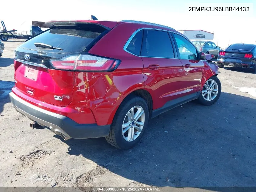 2020 Ford Edge Sel VIN: 2FMPK3J96LBB44433 Lot: 40609063