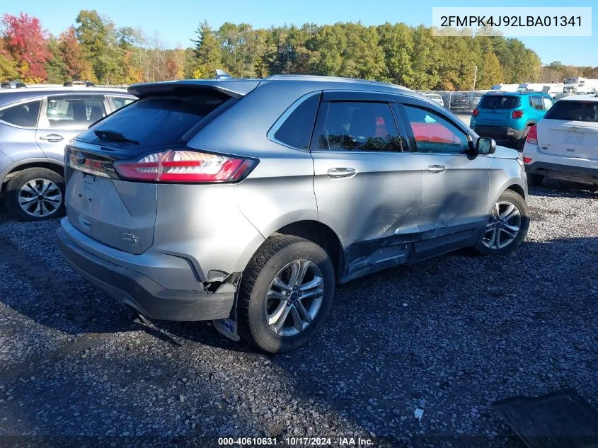 2020 Ford Edge Sel VIN: 2FMPK4J92LBA01341 Lot: 40610631