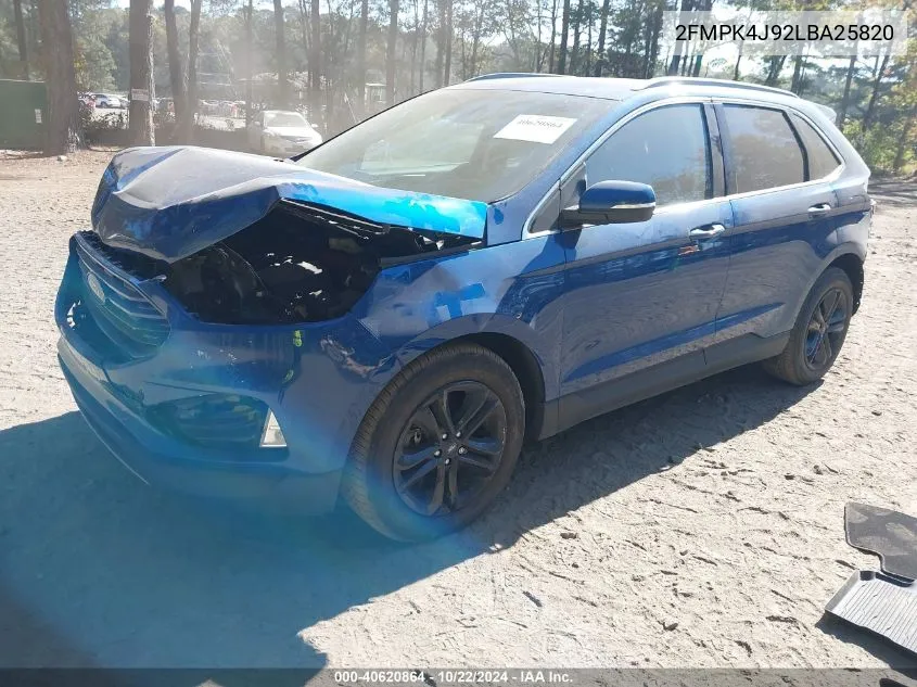 2020 Ford Edge Sel VIN: 2FMPK4J92LBA25820 Lot: 40620864