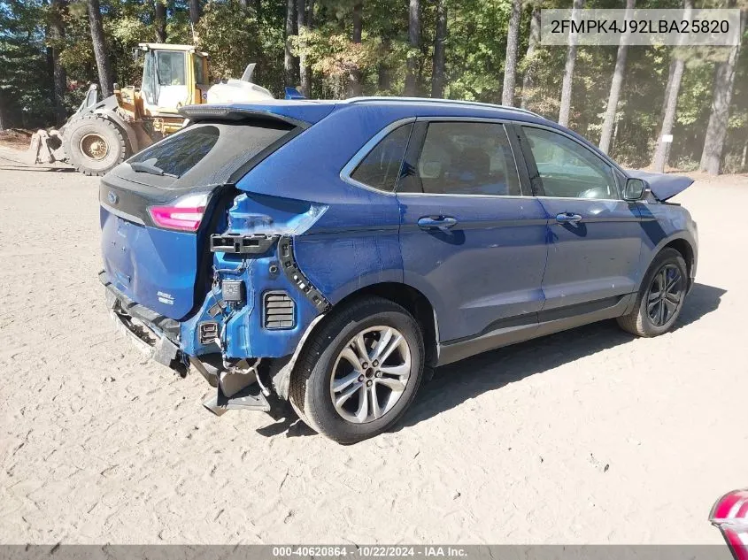 2020 Ford Edge Sel VIN: 2FMPK4J92LBA25820 Lot: 40620864