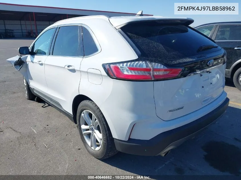 2020 Ford Edge Sel VIN: 2FMPK4J97LBB58962 Lot: 40646682