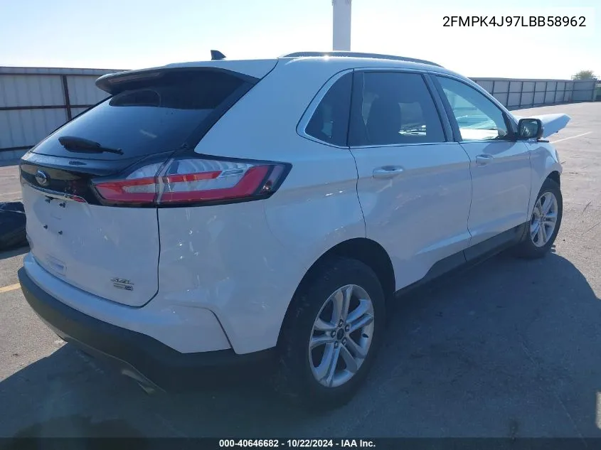 2020 Ford Edge Sel VIN: 2FMPK4J97LBB58962 Lot: 40646682