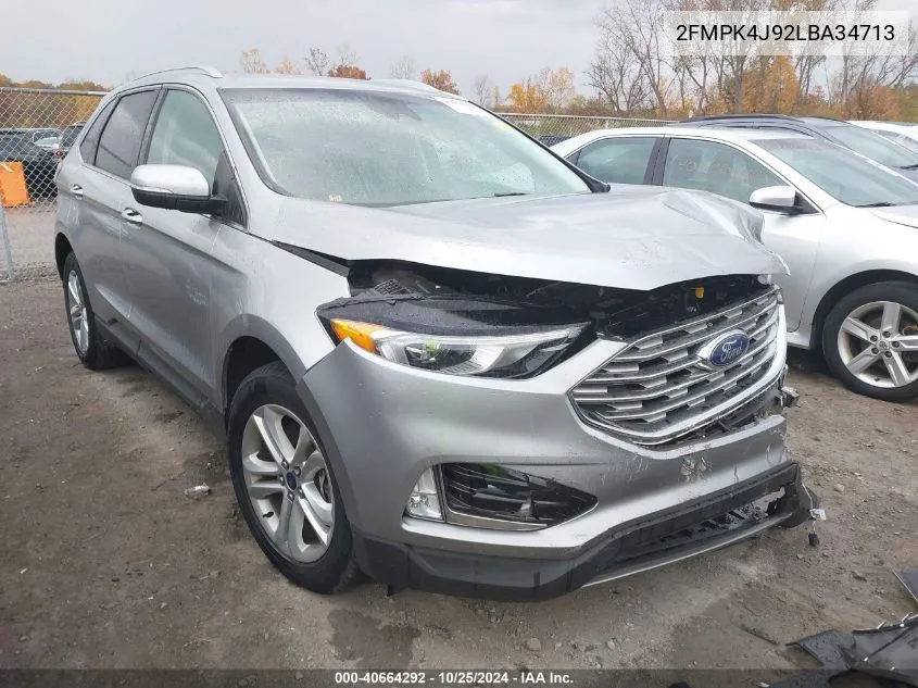 2020 Ford Edge Sel VIN: 2FMPK4J92LBA34713 Lot: 40664292