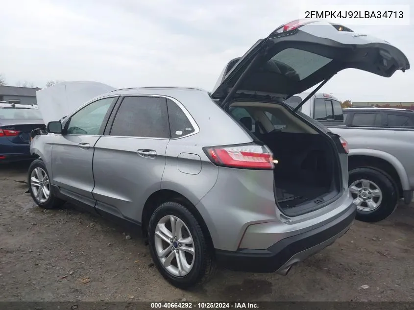 2020 Ford Edge Sel VIN: 2FMPK4J92LBA34713 Lot: 40664292