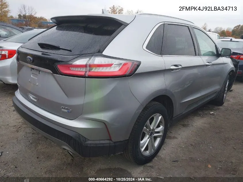 2020 Ford Edge Sel VIN: 2FMPK4J92LBA34713 Lot: 40664292