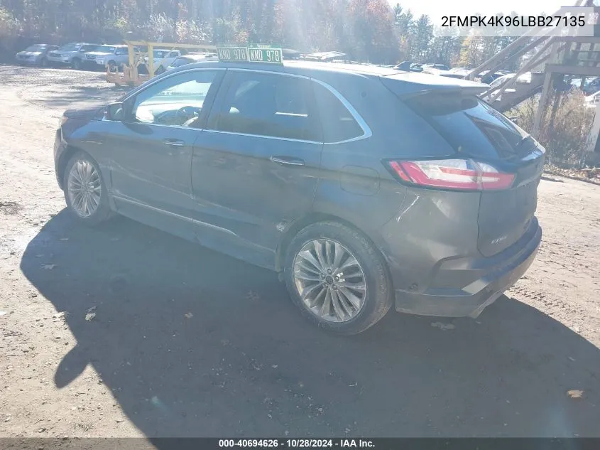 2020 Ford Edge Titanium VIN: 2FMPK4K96LBB27135 Lot: 40694626