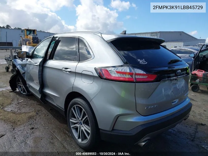 2020 Ford Edge Titanium VIN: 2FMPK3K91LBB45729 Lot: 40699553