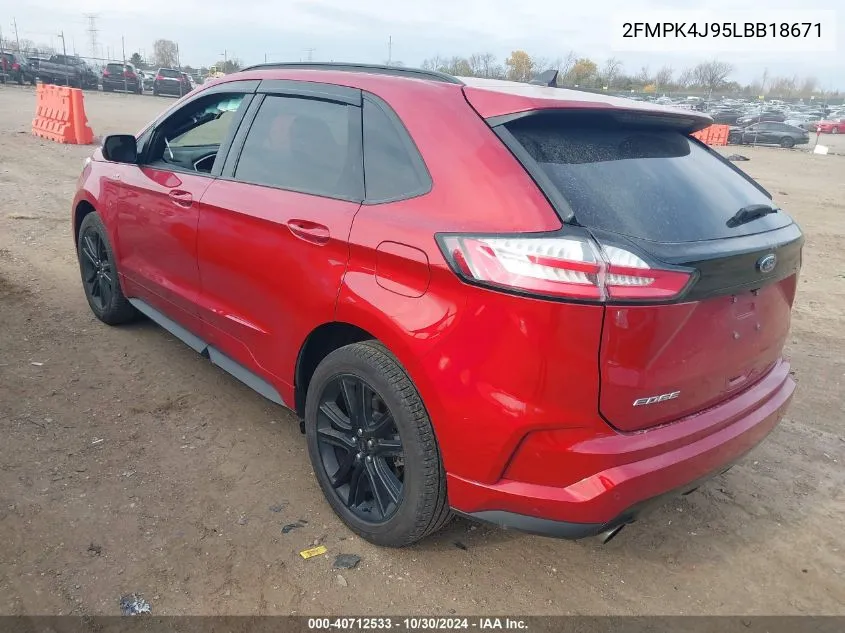 2020 Ford Edge St Line VIN: 2FMPK4J95LBB18671 Lot: 40712533