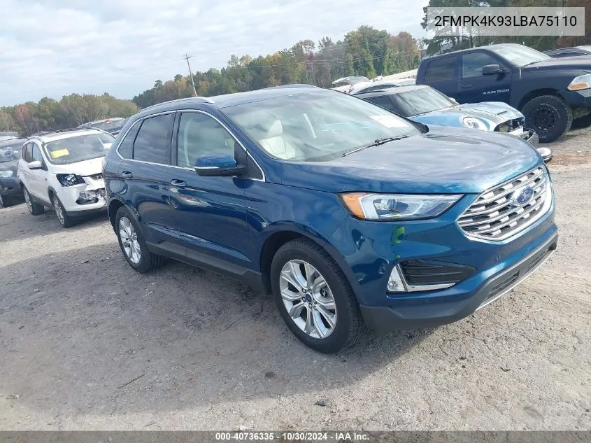 2020 Ford Edge Titanium VIN: 2FMPK4K93LBA75110 Lot: 40736335