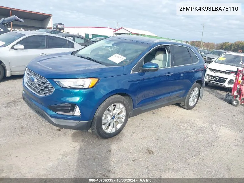 2020 Ford Edge Titanium VIN: 2FMPK4K93LBA75110 Lot: 40736335