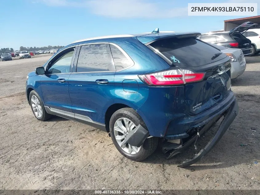 2020 Ford Edge Titanium VIN: 2FMPK4K93LBA75110 Lot: 40736335