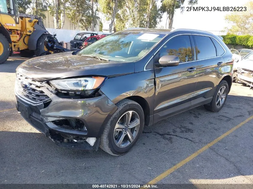 2020 Ford Edge Sel VIN: 2FMPK3J94LBB26223 Lot: 40742921