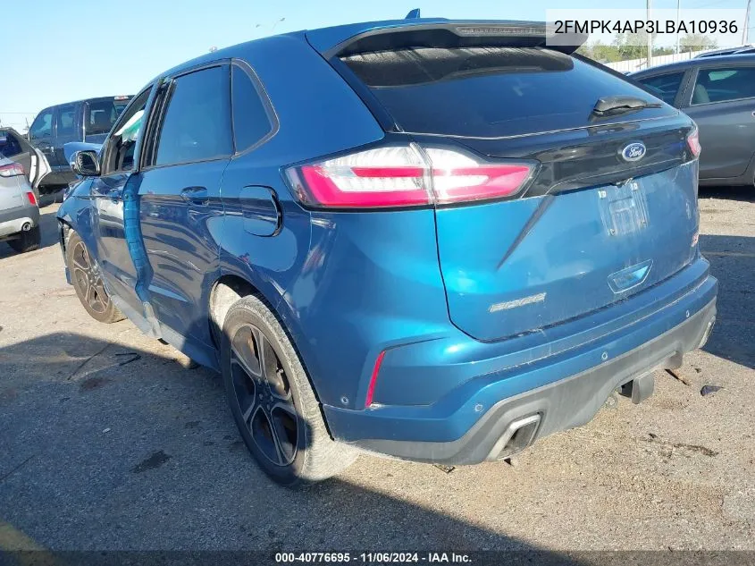 2020 Ford Edge St VIN: 2FMPK4AP3LBA10936 Lot: 40776695