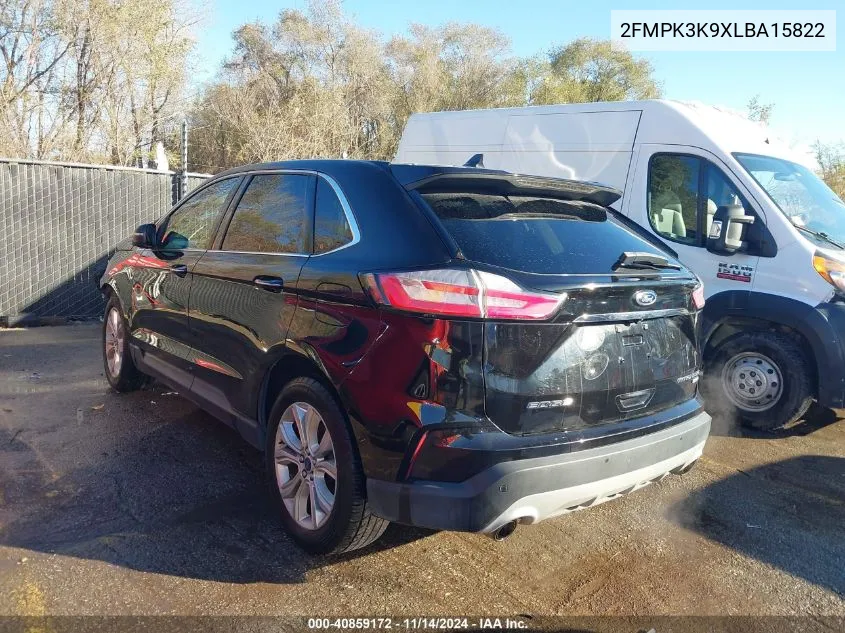 2020 Ford Edge Titanium VIN: 2FMPK3K9XLBA15822 Lot: 40859172