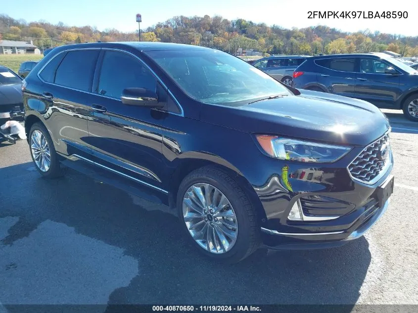 2020 Ford Edge Titanium VIN: 2FMPK4K97LBA48590 Lot: 40870650