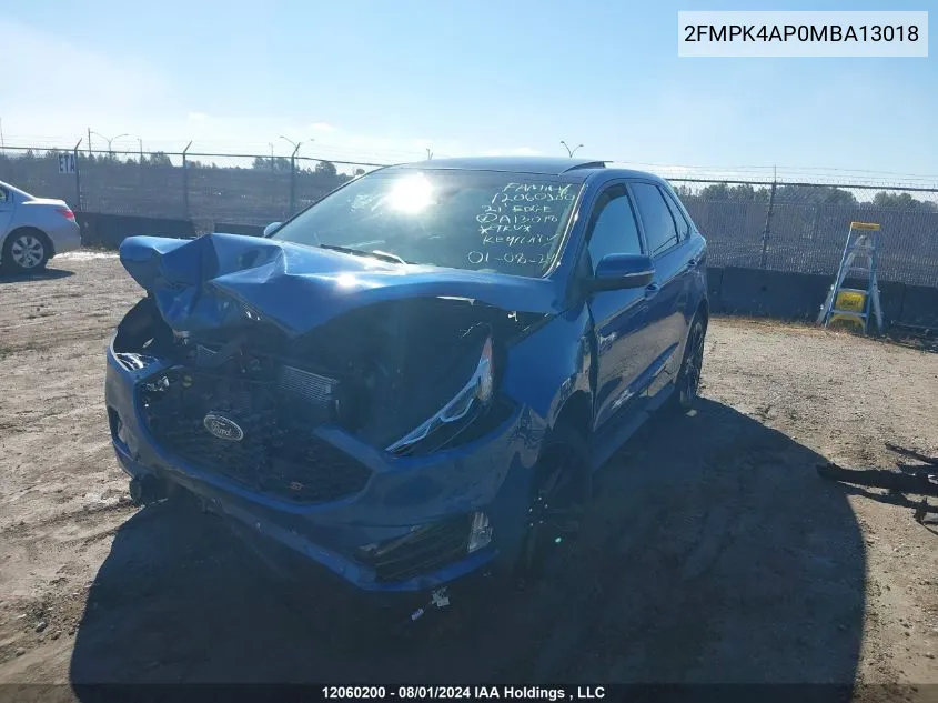 2021 Ford Edge St VIN: 2FMPK4AP0MBA13018 Lot: 12060200