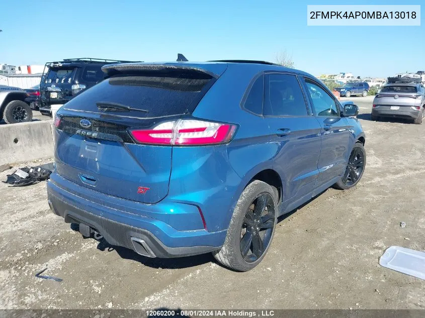 2021 Ford Edge St VIN: 2FMPK4AP0MBA13018 Lot: 12060200