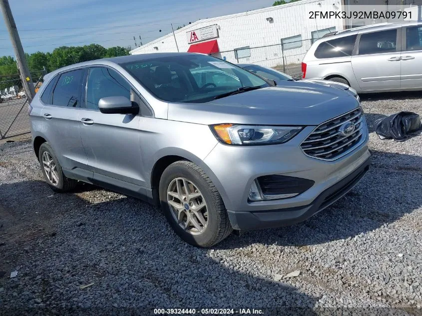 2021 Ford Edge Sel VIN: 2FMPK3J92MBA09791 Lot: 39324440