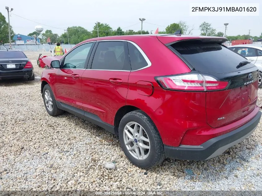 2021 Ford Edge Sel VIN: 2FMPK3J91MBA01620 Lot: 39429058