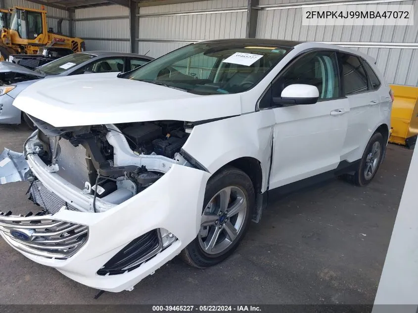 2021 Ford Edge Sel VIN: 2FMPK4J99MBA47072 Lot: 39465227