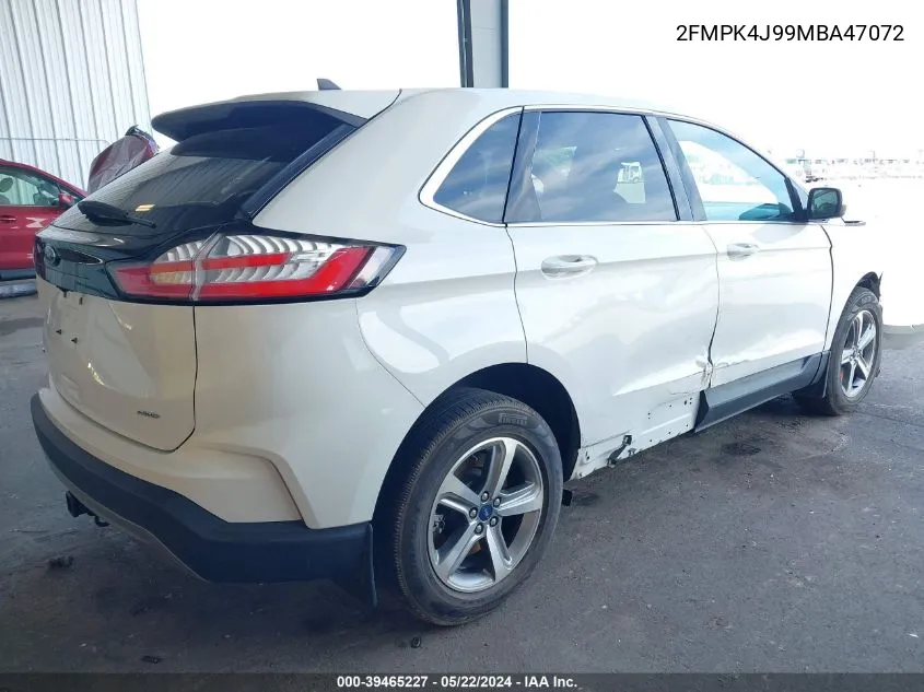 2021 Ford Edge Sel VIN: 2FMPK4J99MBA47072 Lot: 39465227