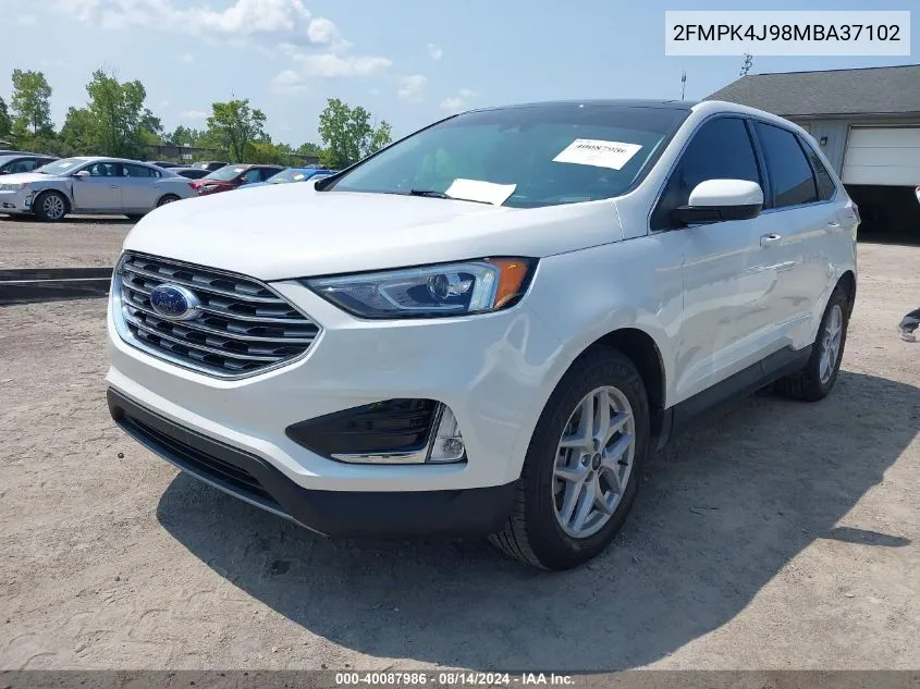 2021 Ford Edge Sel VIN: 2FMPK4J98MBA37102 Lot: 40087986