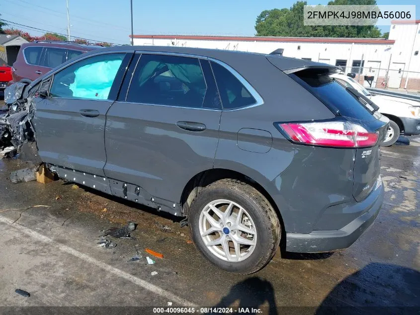 2021 Ford Edge Sel VIN: 2FMPK4J98MBA56006 Lot: 40096045