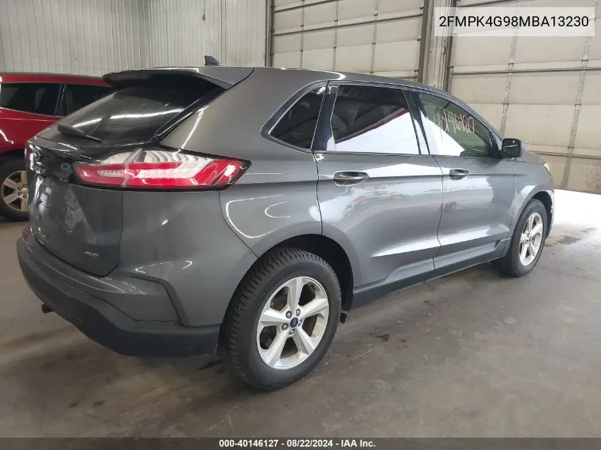 2021 Ford Edge Se VIN: 2FMPK4G98MBA13230 Lot: 40146127