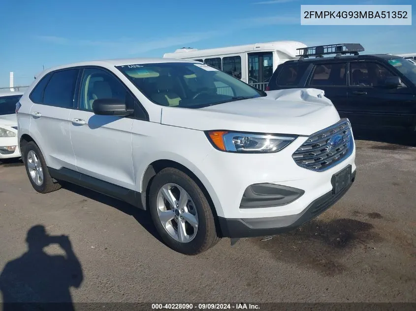 2021 Ford Edge Se VIN: 2FMPK4G93MBA51352 Lot: 40228090