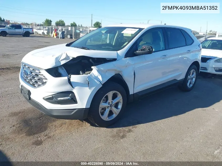 2021 Ford Edge Se VIN: 2FMPK4G93MBA51352 Lot: 40228090