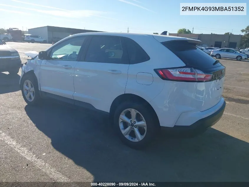 2021 Ford Edge Se VIN: 2FMPK4G93MBA51352 Lot: 40228090