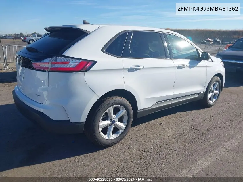 2021 Ford Edge Se VIN: 2FMPK4G93MBA51352 Lot: 40228090