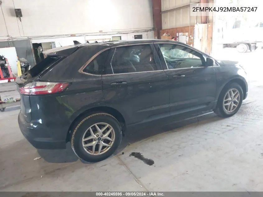 2021 Ford Edge Sel VIN: 2FMPK4J92MBA57247 Lot: 40245595