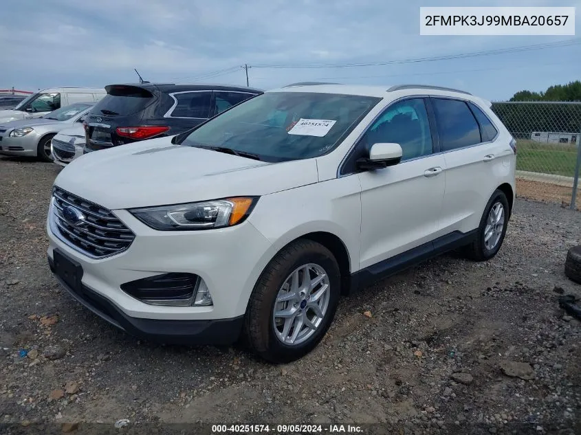 2021 Ford Edge Sel VIN: 2FMPK3J99MBA20657 Lot: 40251574