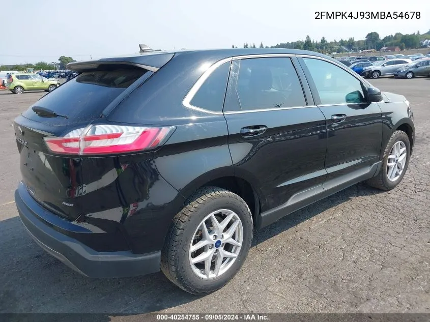 2021 Ford Edge Sel VIN: 2FMPK4J93MBA54678 Lot: 40254755