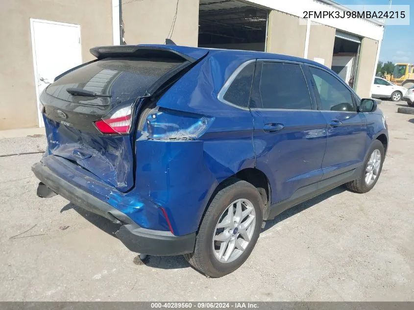 2021 Ford Edge Sel VIN: 2FMPK3J98MBA24215 Lot: 40289560