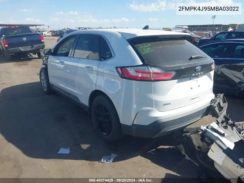 2021 Ford Edge Sel VIN: 2FMPK4J95MBA03022 Lot: 40374429