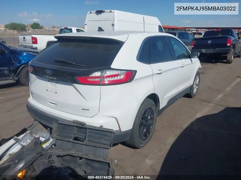 2021 Ford Edge Sel VIN: 2FMPK4J95MBA03022 Lot: 40374429