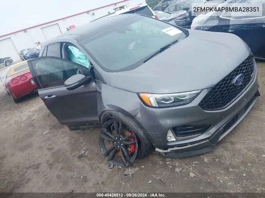 2021 Ford Edge St VIN: 2FMPK4AP8MBA28351 Lot: 40420512