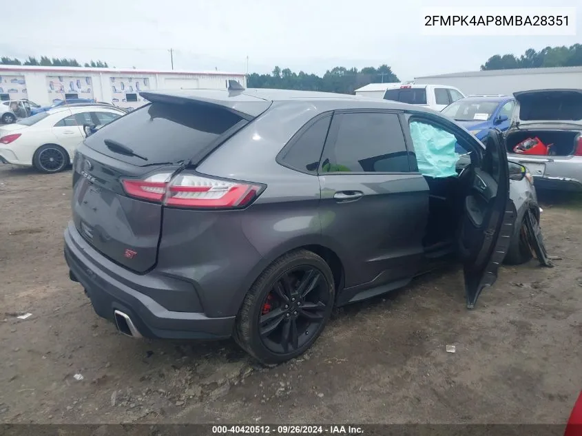 2021 Ford Edge St VIN: 2FMPK4AP8MBA28351 Lot: 40420512