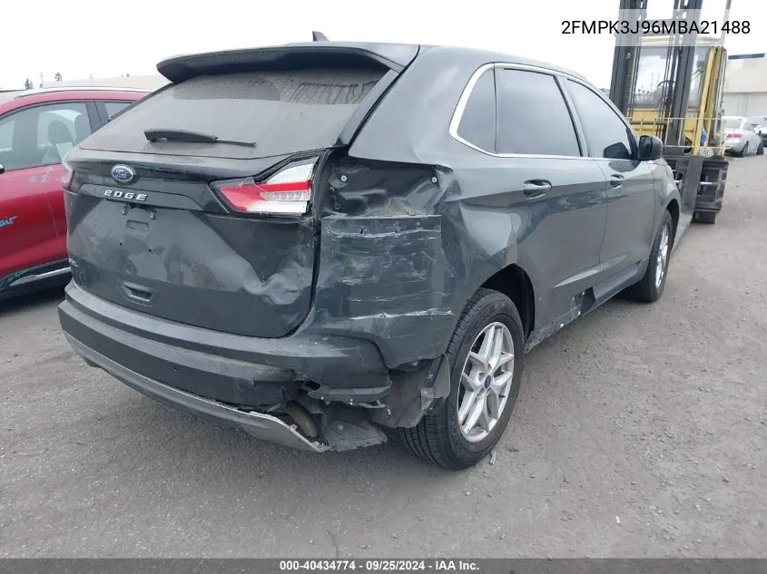 2021 Ford Edge Sel VIN: 2FMPK3J96MBA21488 Lot: 40434774