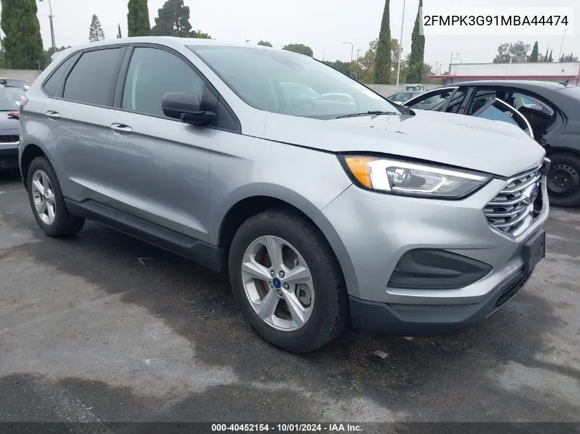 2021 Ford Edge Se VIN: 2FMPK3G91MBA44474 Lot: 40452154